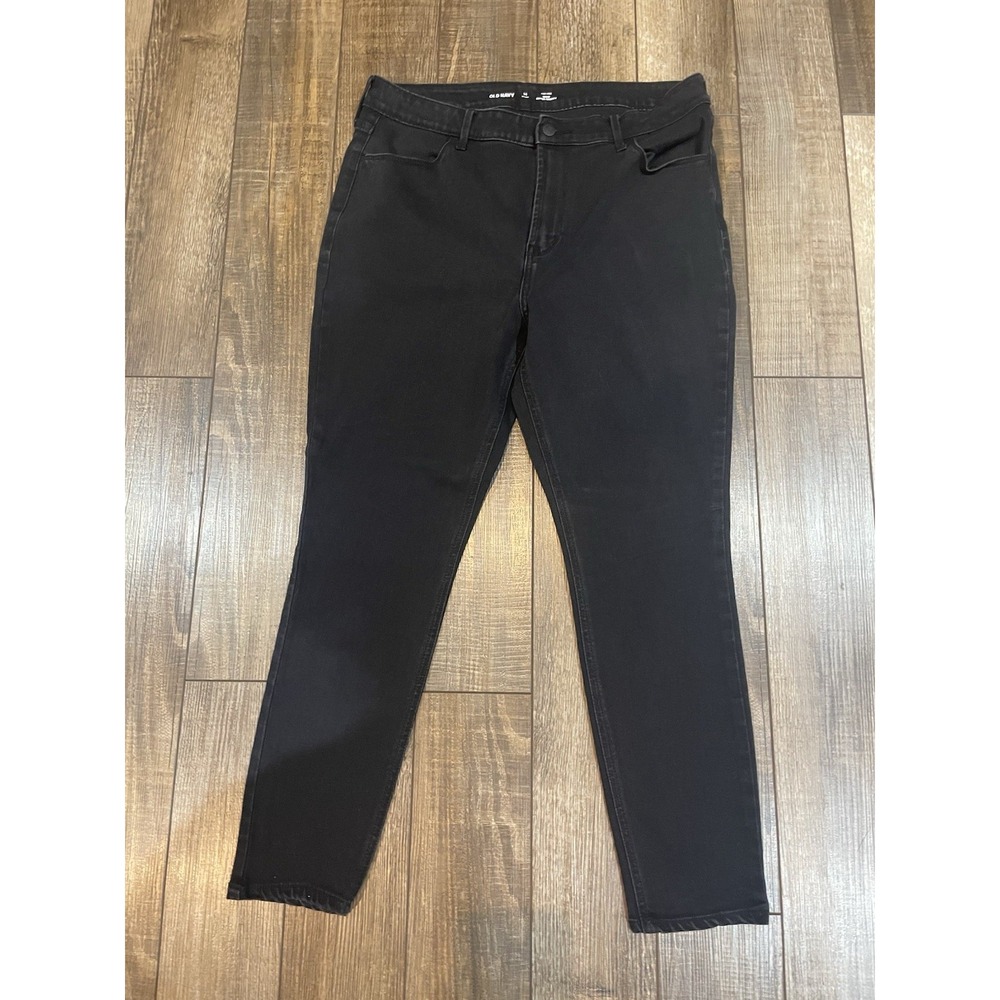 Old Navy Super Skinny Wow Black High Rise Ankle Length Mom Denim Jeans 14 Short